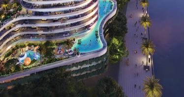 Canal Crown — residential complex by DAMAC with swimming pools, aqua fitness equipment and observation deck in Business Bay, Dubai