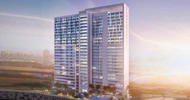 Reva Residences residential complex with views of the city, park, and water channel, Business Bay, Dubai, UAE